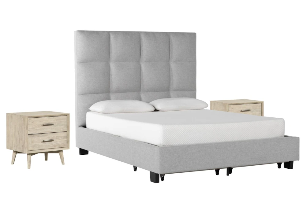 Boswell California King Upholstered Storage 3 Piece Bedroom Set With 2 Allen Nightstands - Image 2