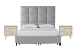 Boswell California King Upholstered Storage 3 Piece Bedroom Set With 2 Allen Nightstands