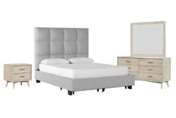 Boswell Queen Upholstered Storage 4 Piece Bedroom Set With Allen Dresser, Mirror + Nightstand