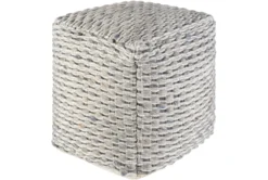 18X18 Grey And Blue TeXtured Wool Pouf Ottoman