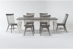 Edward 66" Dining With Urban Grey Chairs Set For 6