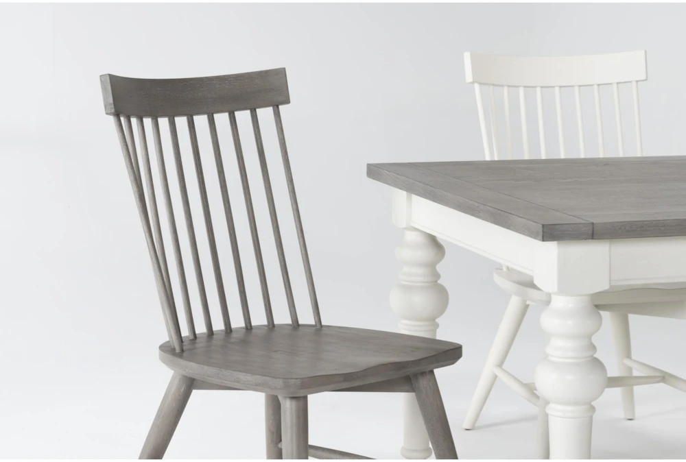 Edward 66" Dining With Winter White Chairs And Urban Grey Chairs Set For 6 - Image 3