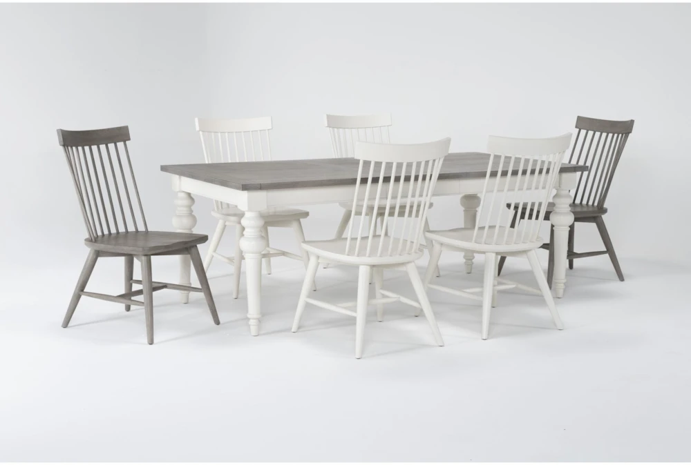 Edward 66" Dining With Winter White Chairs And Urban Grey Chairs Set For 6 - Image 2
