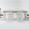Edward 66" Dining With Winter White Chairs And Urban Grey Chairs Set For 6