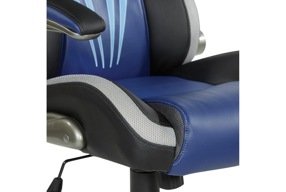 Optimus Blue/Black Gaming Chair With Flip Up Padded Armrests - Image 2