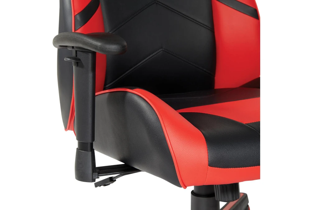 Zulu Black Gaming Chair With Red Accents & Adjustable Height Armrests - Image 2