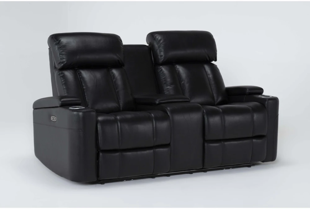 Eastwood Midnight 75" Power Reclining Storage Console Loveseat With Power Headrest & USB - Image 2