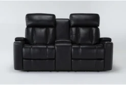 Eastwood Midnight 75" Power Reclining Storage Console Loveseat With Power Headrest & USB
