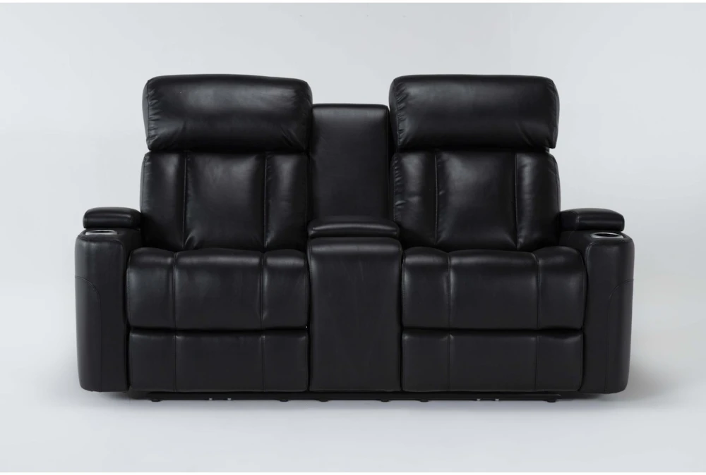 Eastwood Midnight 75" Power Reclining Storage Console Loveseat With Power Headrest & USB