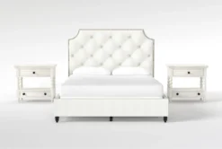 Sophia II King Upholstered Panel 3 Piece Bedroom Set With 2 Kincaid Open Nightstands