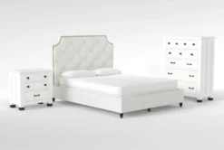 Sophia II Queen Upholstered Panel 3 Piece Bedroom Set With Wade Chest Of Drawers + Nightstand