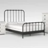 Knox Queen Metal 3 Piece Bedroom Set With Sinclair Pebble Chest Of Drawers + Nightstand