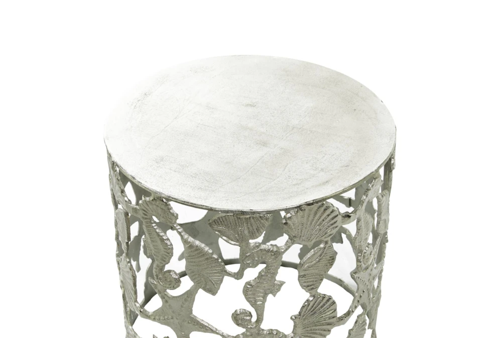 18X19 Silver Aluminum Coastal Accent Table - Image 2