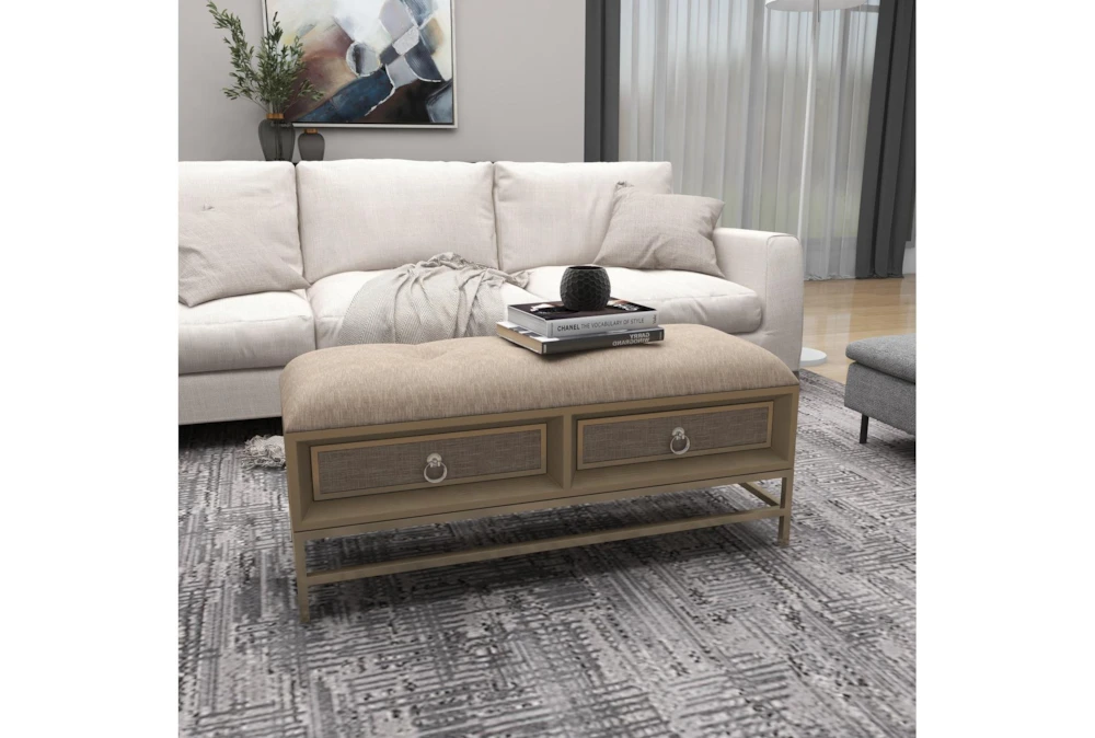 43X19 Beige Linen Storage Bench - Image 9