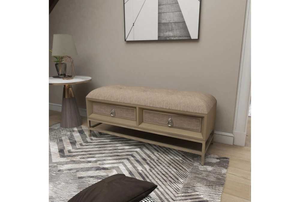 43X19 Beige Linen Storage Bench - Image 10
