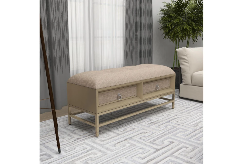 43X19 Beige Linen Storage Bench - Image 11
