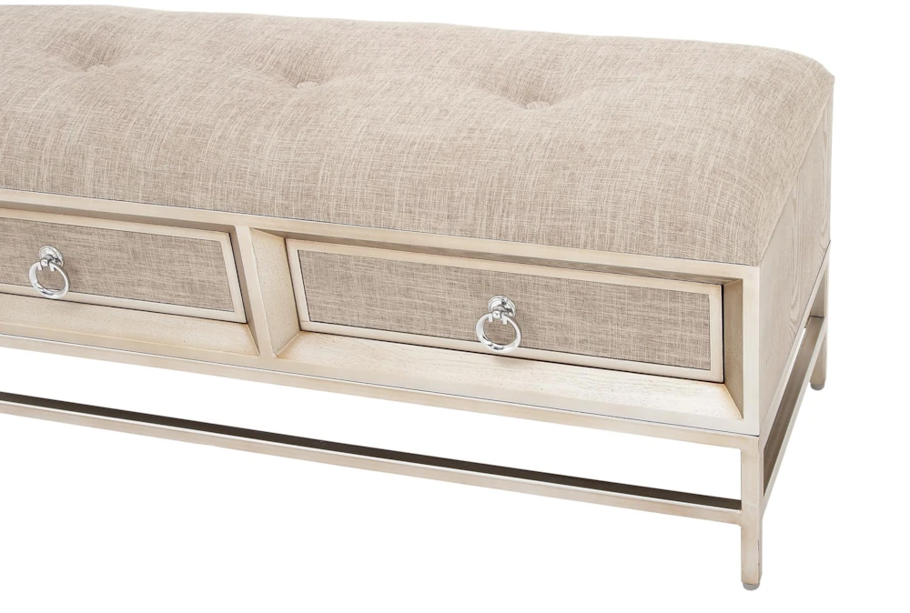 43X19 Beige Linen Storage Bench - Image 4