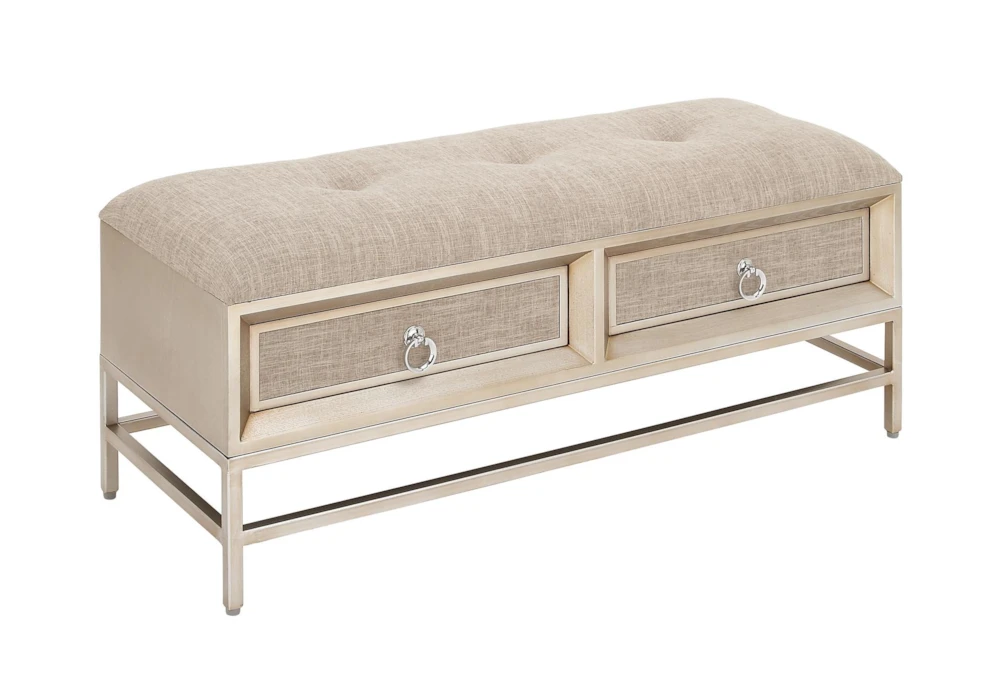 43X19 Beige Linen Storage Bench - Image 2