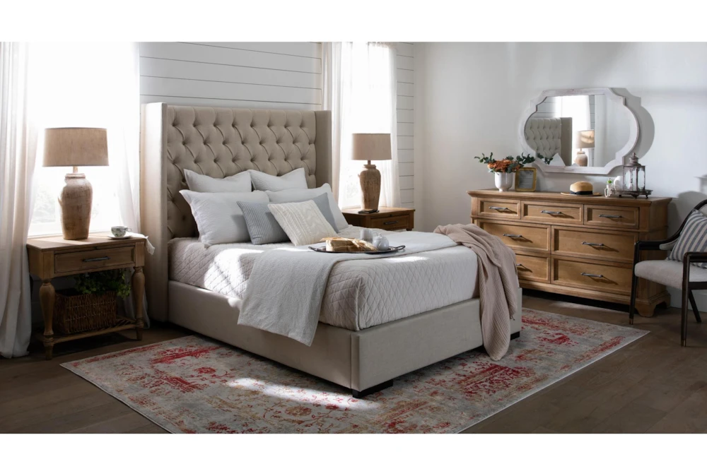 Halle Queen Hand Tufted Upholstered Shelter Bed With Nailhead Wings - Image 5
