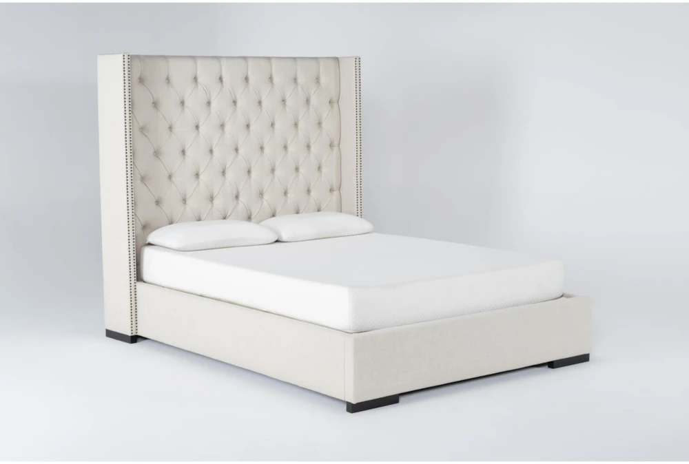 Halle Queen Hand Tufted Upholstered Shelter Bed With Nailhead Wings - Image 2