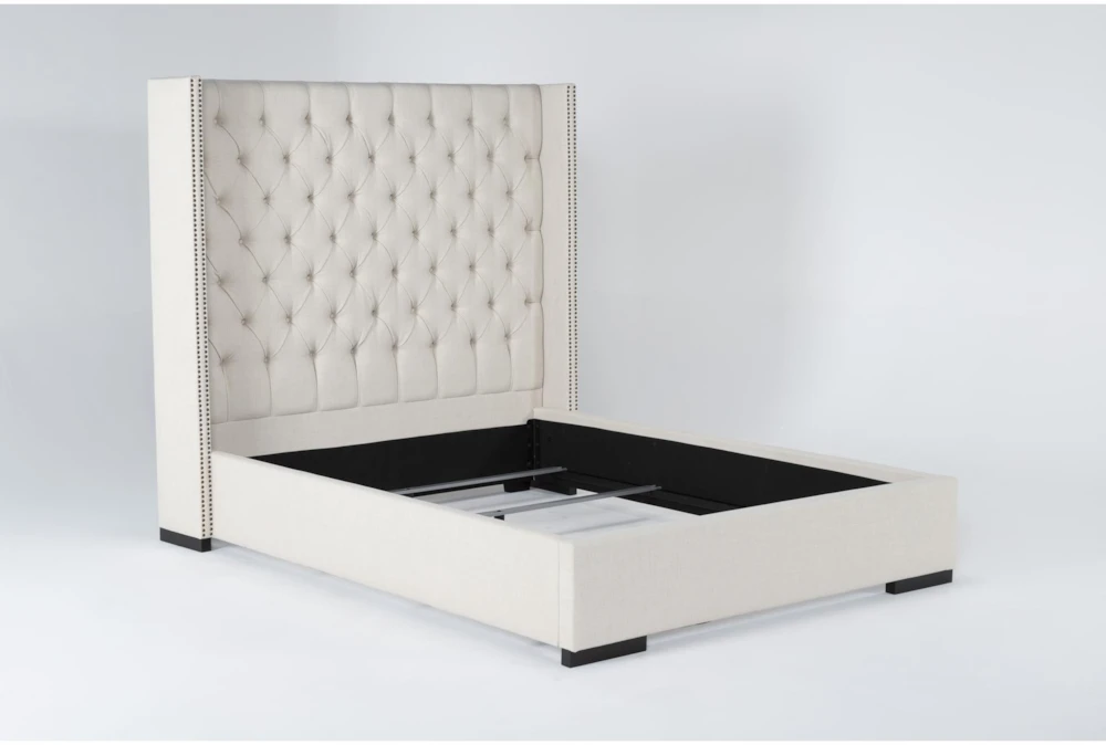 Halle Queen Hand Tufted Upholstered Shelter Bed With Nailhead Wings - Image 3