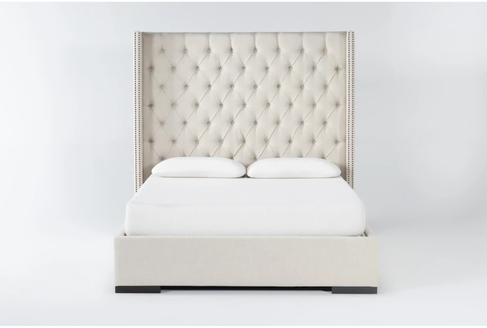 Halle Queen Hand Tufted Upholstered Shelter Bed With Nailhead Wings