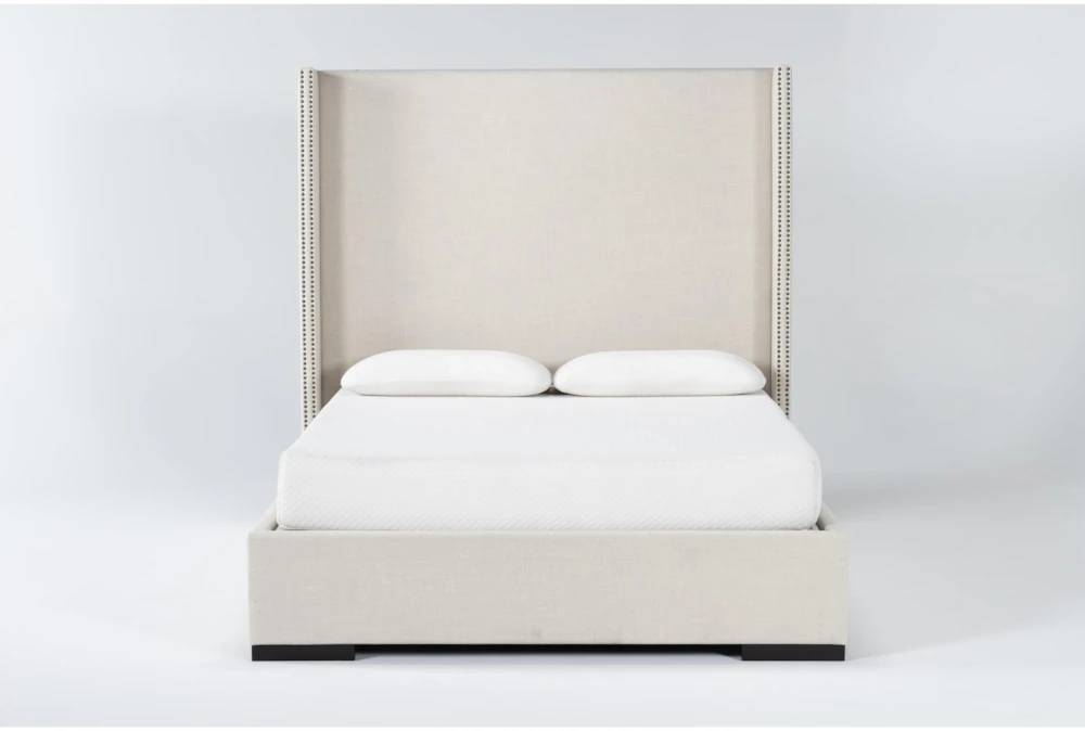 Halle King Upholstered Shelter Bed With Nailhead Wings