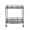 Black Metal 28" 2 Tier Rolling Bar Cart