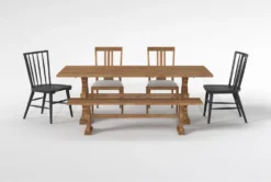 Magnolia Home Collins 84" Dining With Bungalow & Nora Dining Chairs Set For 6 By Joanna Gaines