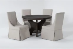 Gustav 48" Round Dining With Upholstered Host Chairs Set For 4 By Nate Berkus + Jeremiah Brent