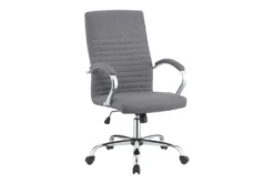 Clayton Grey + Chrome Upholstered Office Chair With Casters