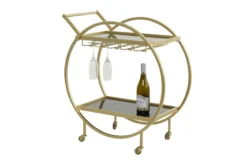 Gold Rolling Round Bar Cart