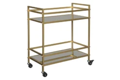 Chauncey Gold Finish Rolling Bar Cart