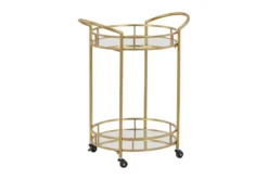 Rene Gold Finish Round Bar Cart