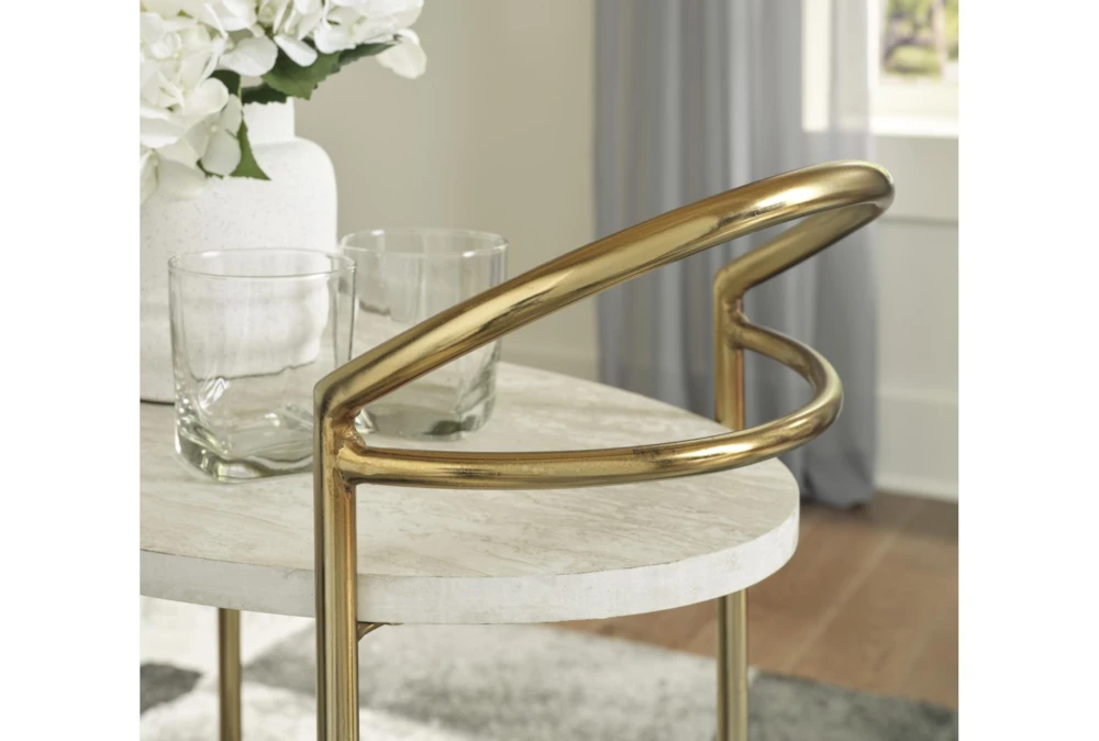 Maria Cream/Gold Rolling Bar Cart - Image 2