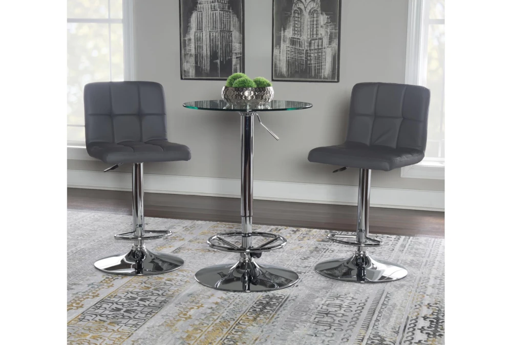Jan Chrome Adjustable 23" Glass Pub Table - Image 2