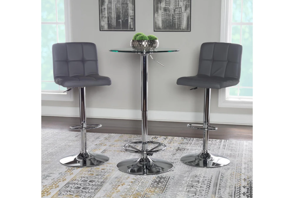 Jan Chrome Adjustable 23" Glass Pub Table - Image 3