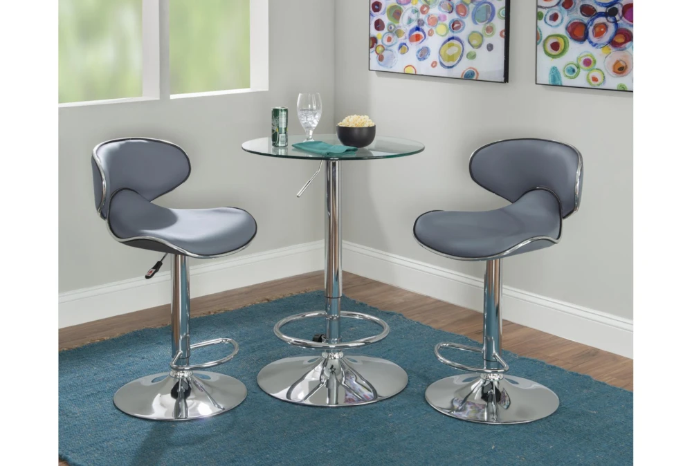 Jan Chrome Adjustable 23" Glass Pub Table - Image 5