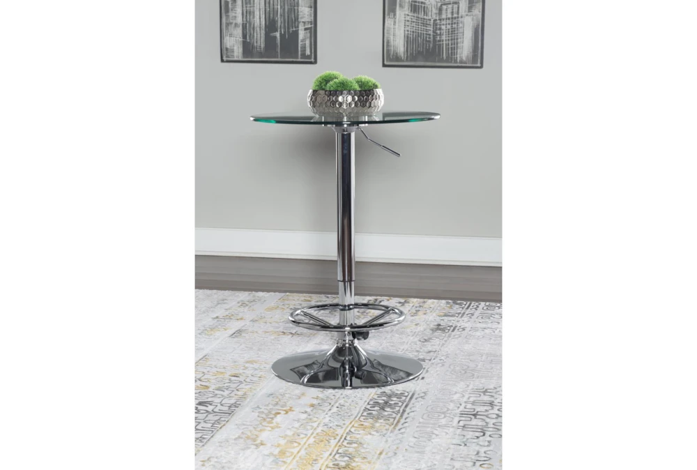 Jan Chrome Adjustable 23" Glass Pub Table - Image 6