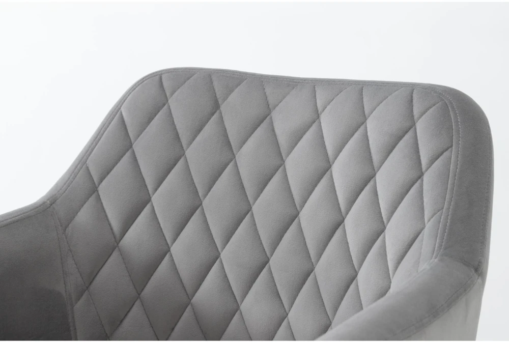 Cassandra Grey Velvet Rolling Office Chair - Image 5