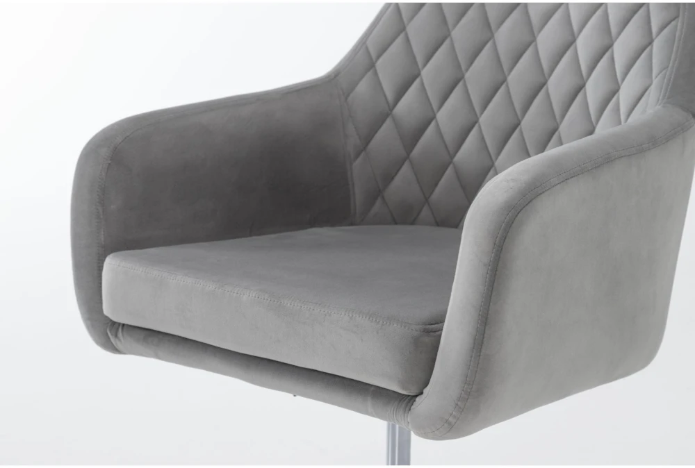 Cassandra Grey Velvet Rolling Office Chair - Image 6