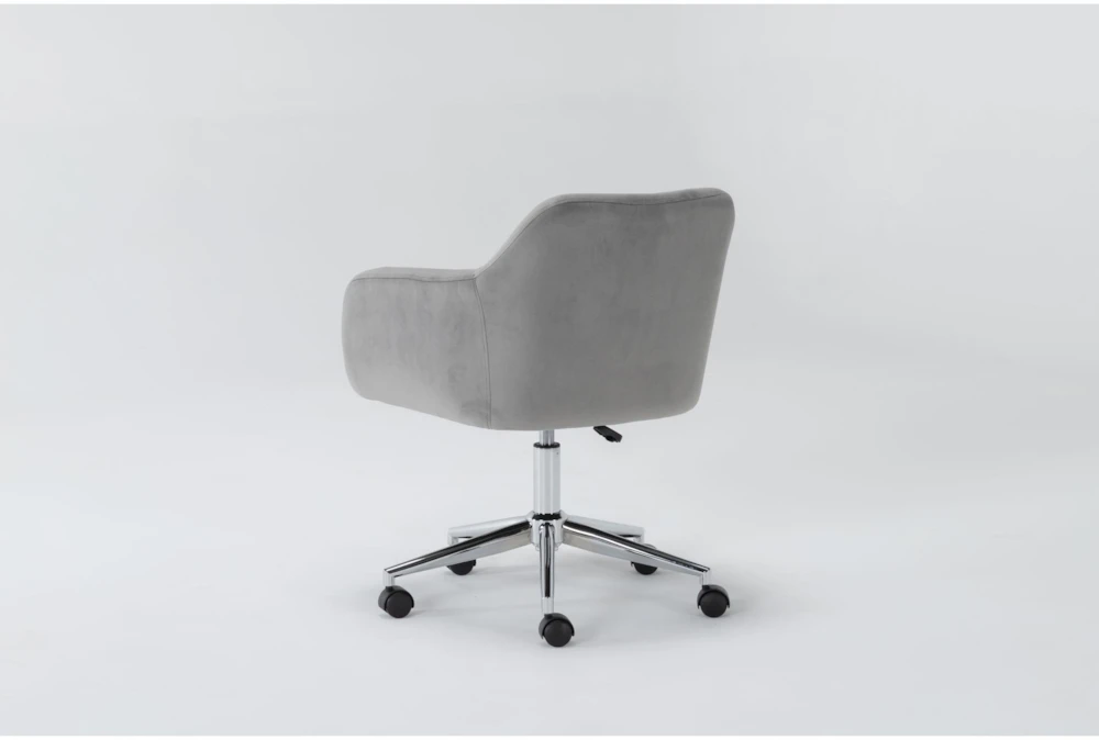 Cassandra Grey Velvet Rolling Office Chair - Image 4