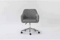 Cassandra Grey Velvet Rolling Office Chair