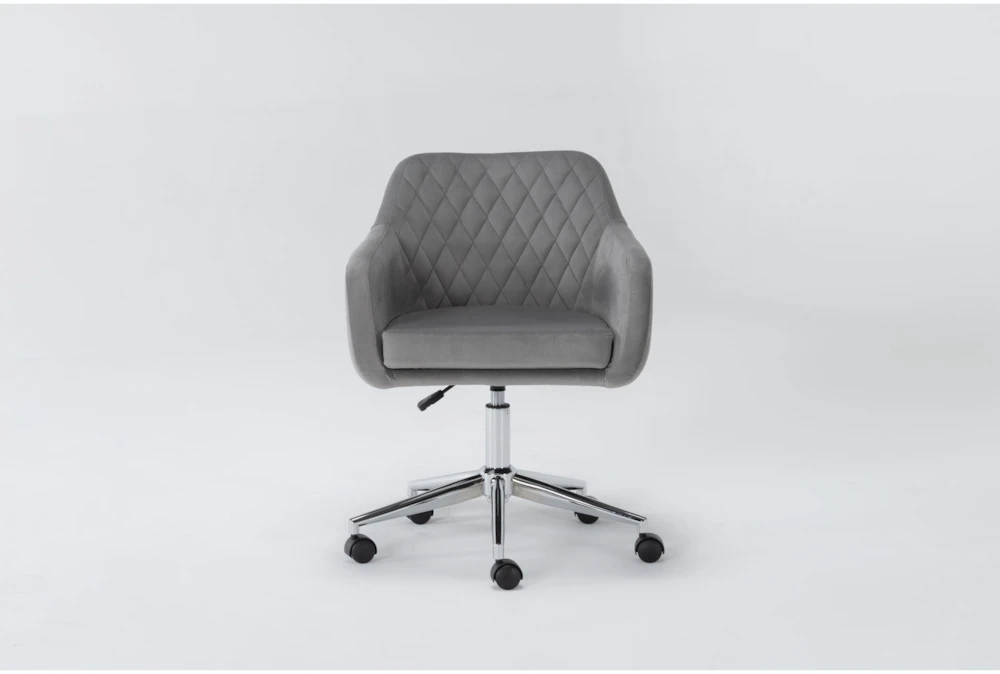 Cassandra Grey Velvet Rolling Office Chair