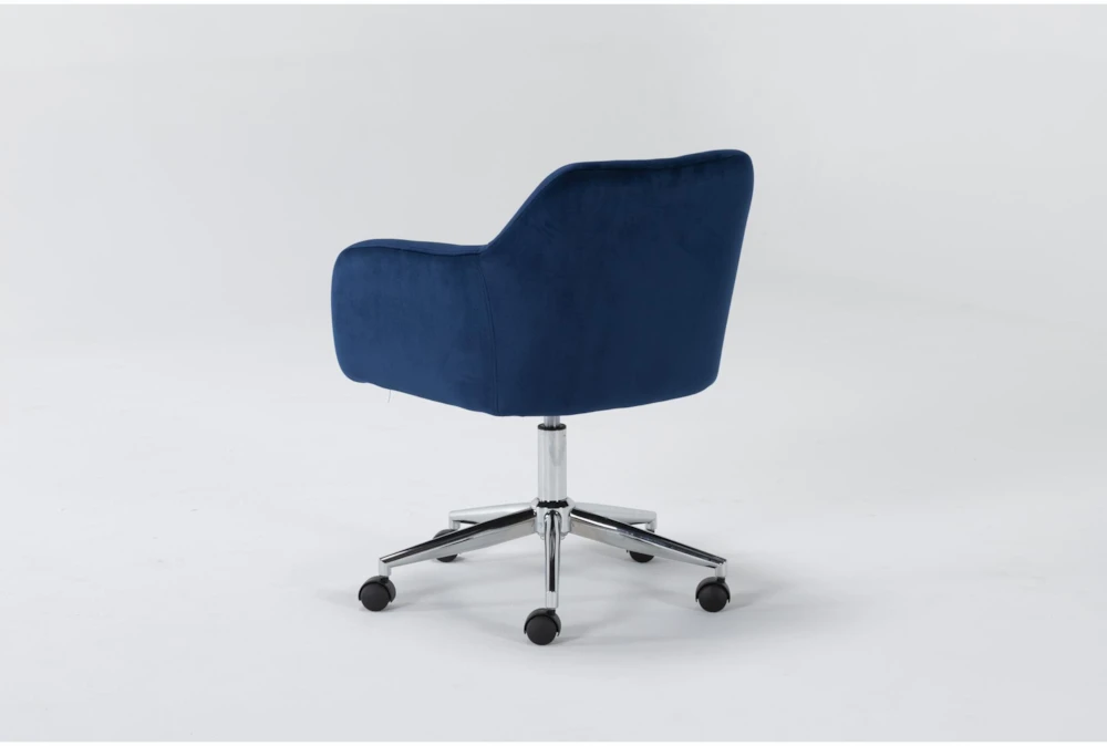 Cassandra Navy Velvet Rolling Office Chair - Image 4