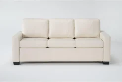 Mackenzie White Leather 80" Queen Plus Sofa Sleeper