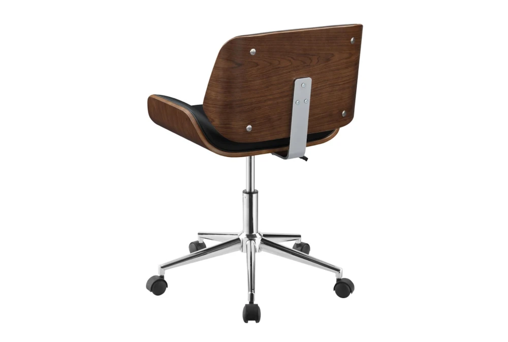 Ronnie Black Faux Leather + Wood Adjustable Office Chair - Image 4