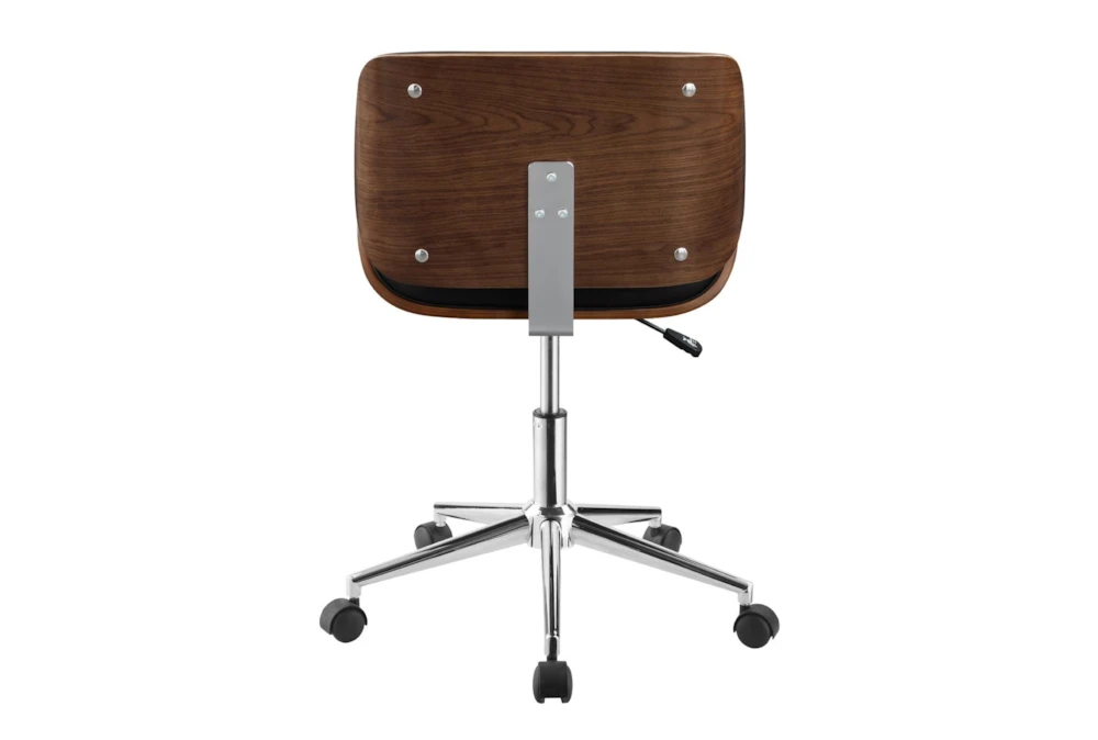 Ronnie Black Faux Leather + Wood Adjustable Office Chair - Image 5