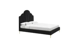 Bridgette Black King Velvet Platform Bed