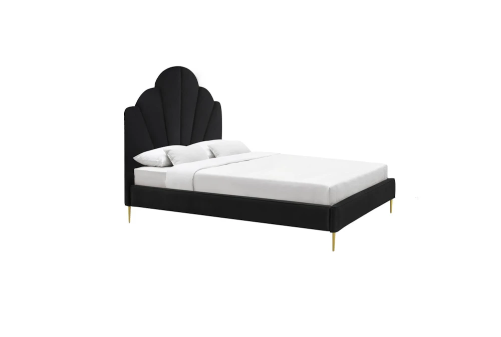 Bridgette Black King Velvet Platform Bed